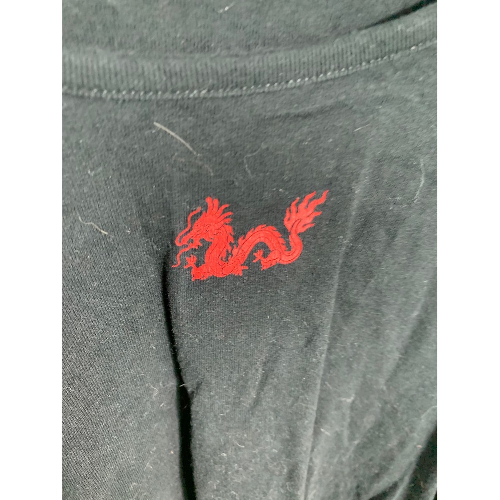 Vibe N' Womens Black Red Dragon Graphic Long Sleeve Crop Top Size Large Cotton - Picture 2 of 7